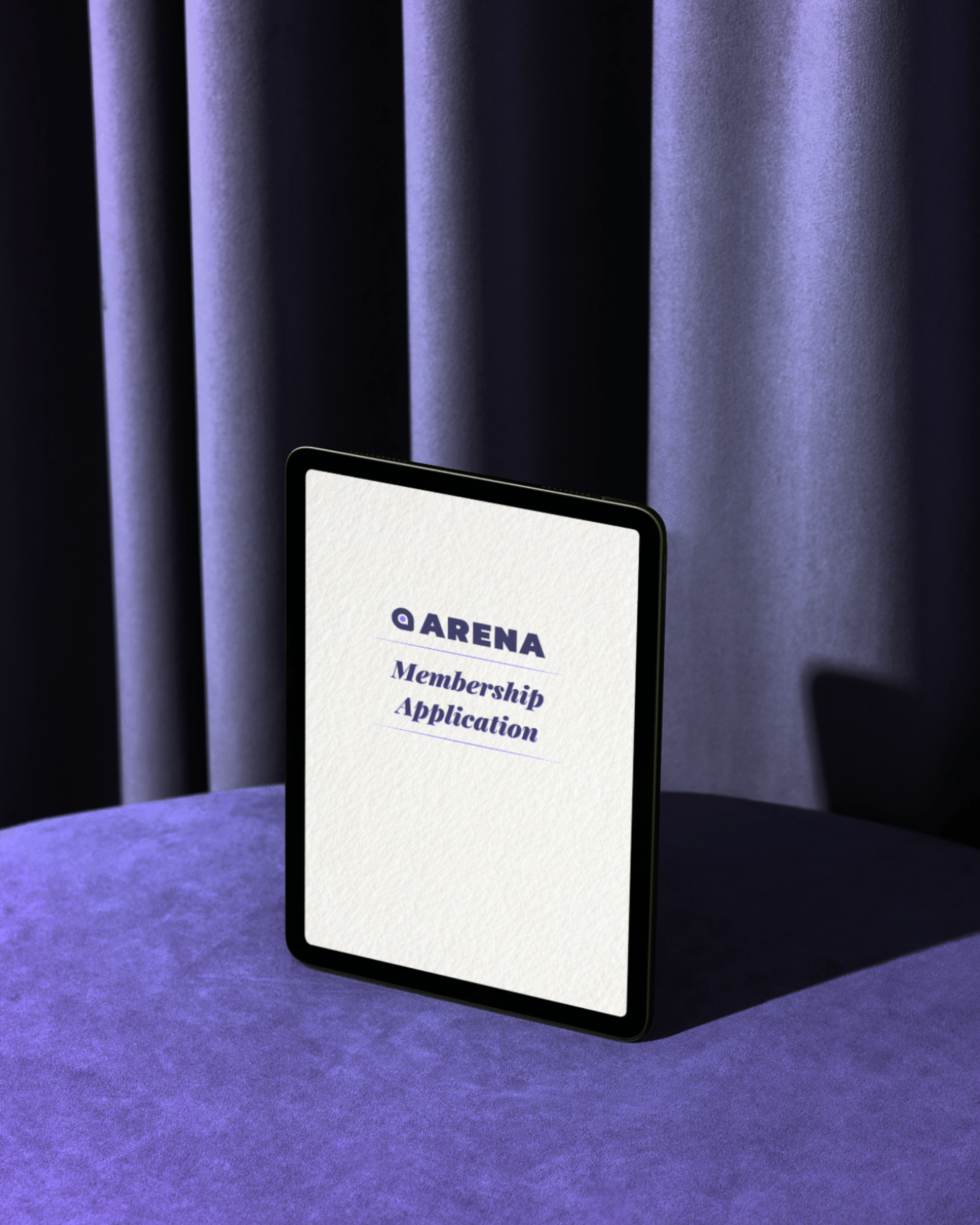 Arena membership application displayed on a tablet