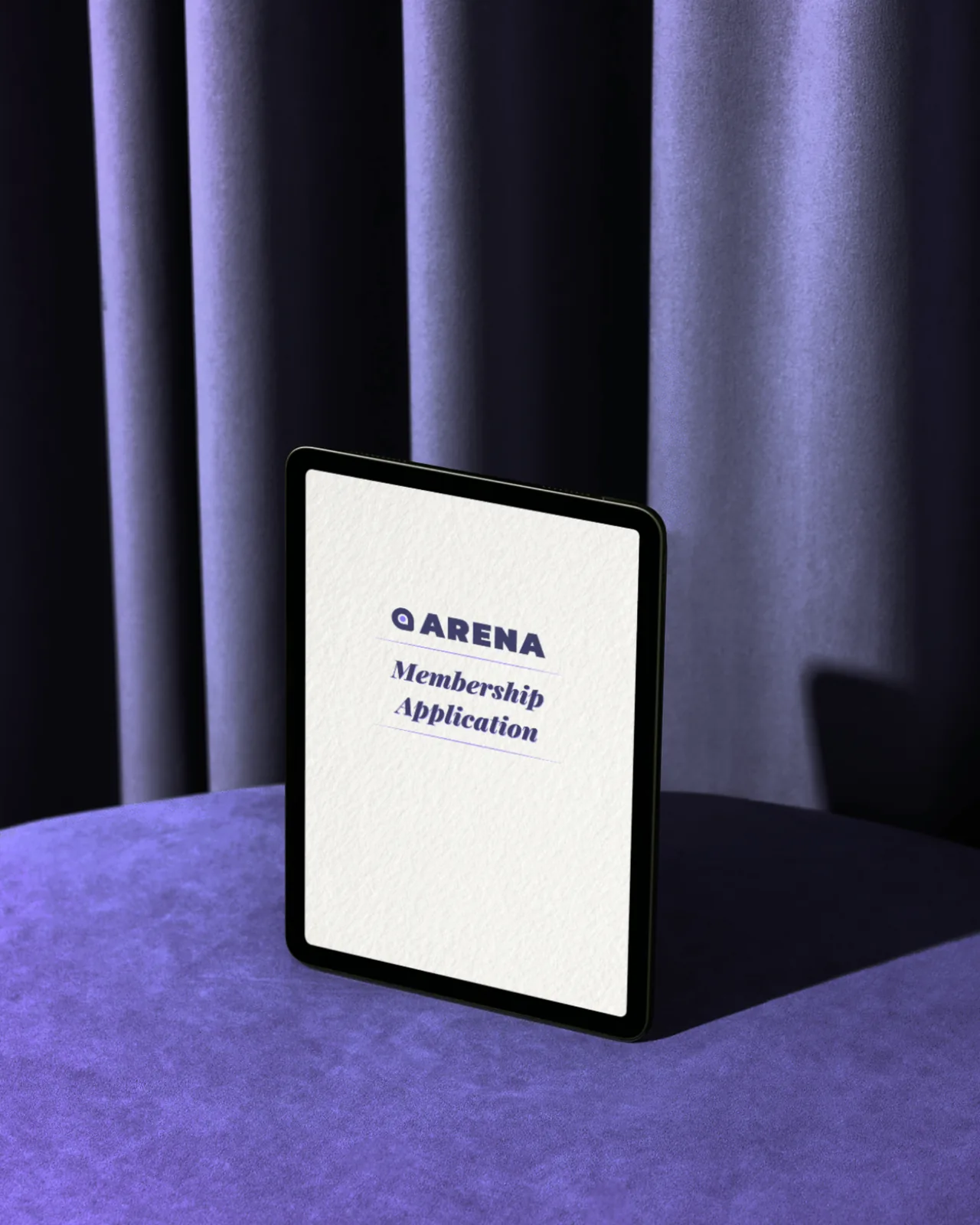 Arena membership application displayed on a tablet